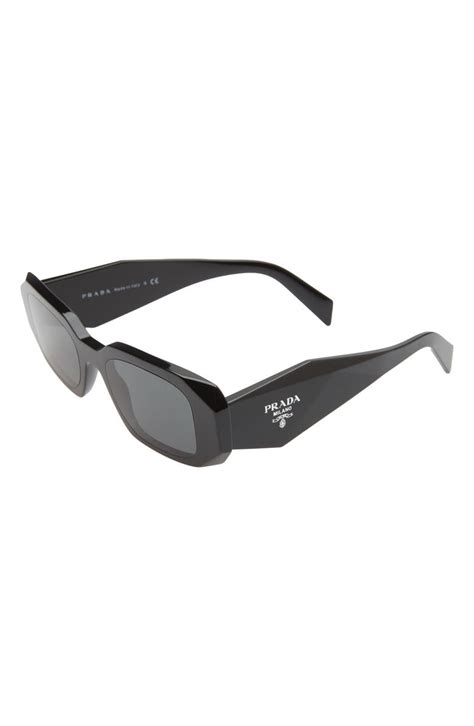 prada sunglasses black women|runway 49mm rectangular sunglasses.